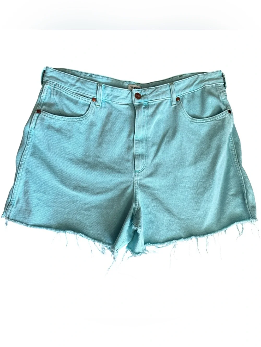 Wrangler Donna Cutoff Denim Shorts in Aquarius Turquoise- 34